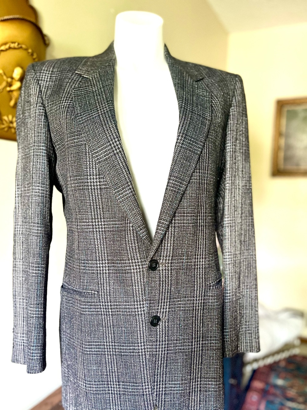 Vintage 90s plaid tweed blazer